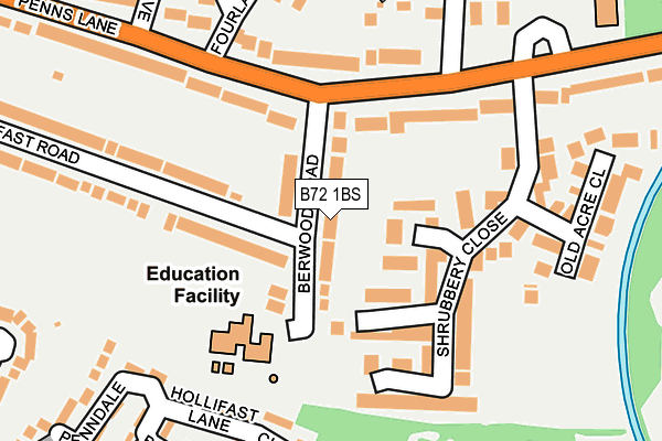 B72 1BS map - OS OpenMap – Local (Ordnance Survey)