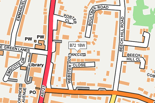 B72 1BW map - OS OpenMap – Local (Ordnance Survey)