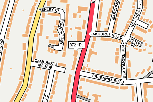 B72 1DJ map - OS OpenMap – Local (Ordnance Survey)