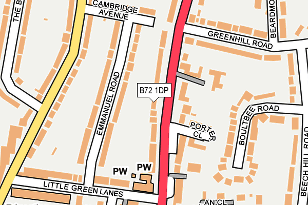 B72 1DP map - OS OpenMap – Local (Ordnance Survey)
