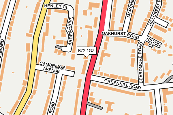 B72 1GZ map - OS OpenMap – Local (Ordnance Survey)