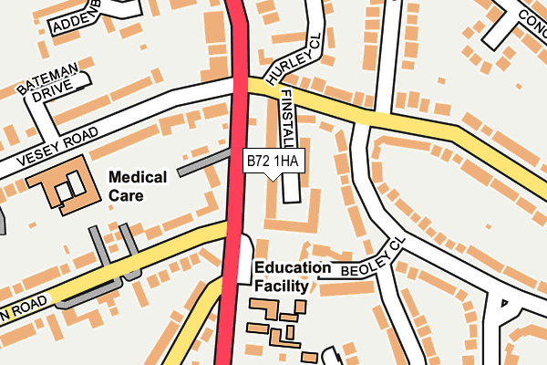B72 1HA map - OS OpenMap – Local (Ordnance Survey)