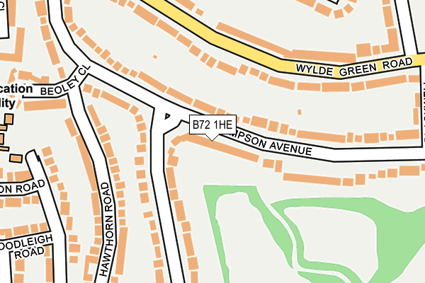 B72 1HE map - OS OpenMap – Local (Ordnance Survey)