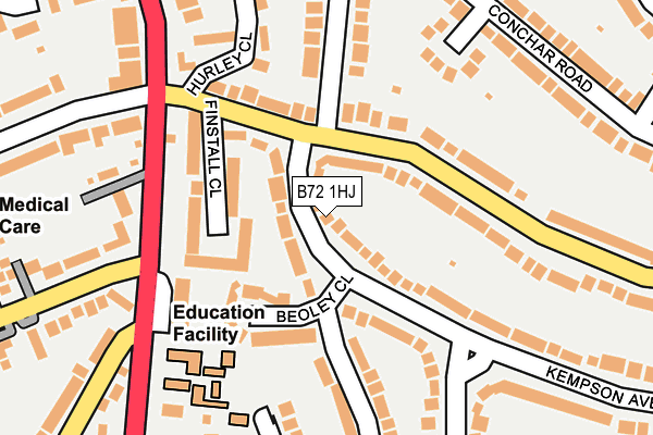 B72 1HJ map - OS OpenMap – Local (Ordnance Survey)