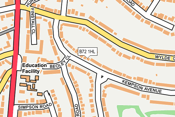B72 1HL map - OS OpenMap – Local (Ordnance Survey)