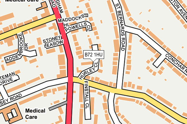 B72 1HU map - OS OpenMap – Local (Ordnance Survey)