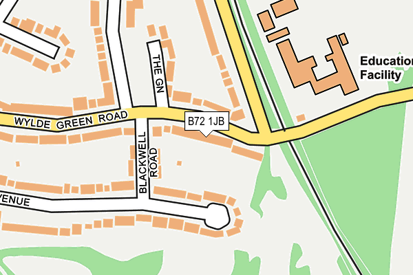 B72 1JB map - OS OpenMap – Local (Ordnance Survey)