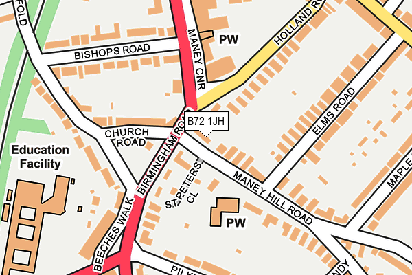 B72 1JH map - OS OpenMap – Local (Ordnance Survey)