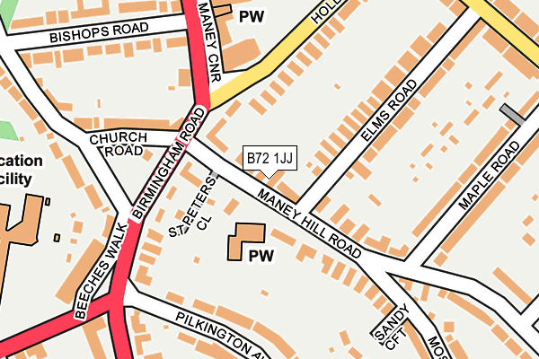 B72 1JJ map - OS OpenMap – Local (Ordnance Survey)