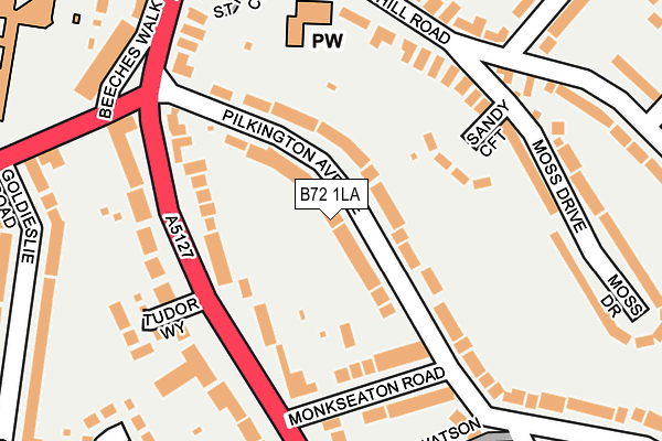 B72 1LA map - OS OpenMap – Local (Ordnance Survey)