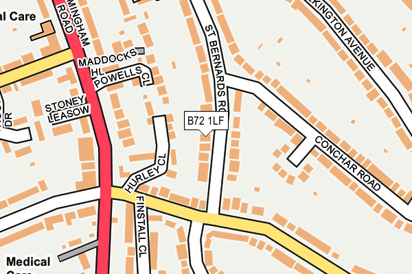 B72 1LF map - OS OpenMap – Local (Ordnance Survey)