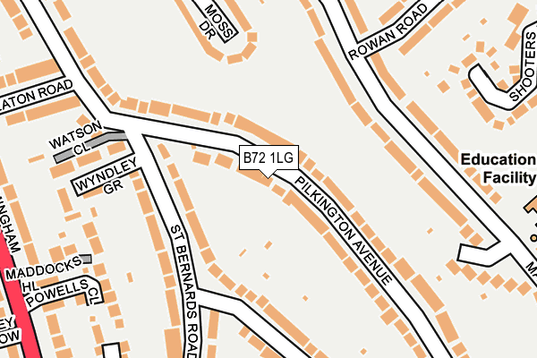 B72 1LG map - OS OpenMap – Local (Ordnance Survey)