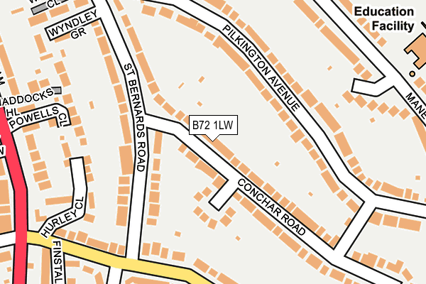 B72 1LW map - OS OpenMap – Local (Ordnance Survey)