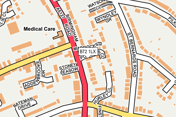 B72 1LX map - OS OpenMap – Local (Ordnance Survey)