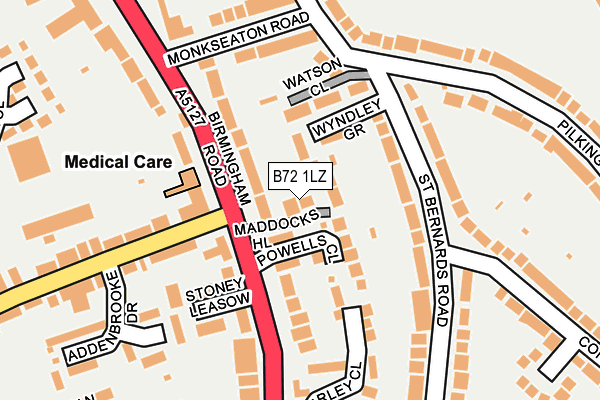 B72 1LZ map - OS OpenMap – Local (Ordnance Survey)
