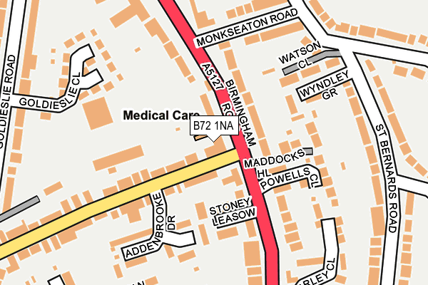 B72 1NA map - OS OpenMap – Local (Ordnance Survey)