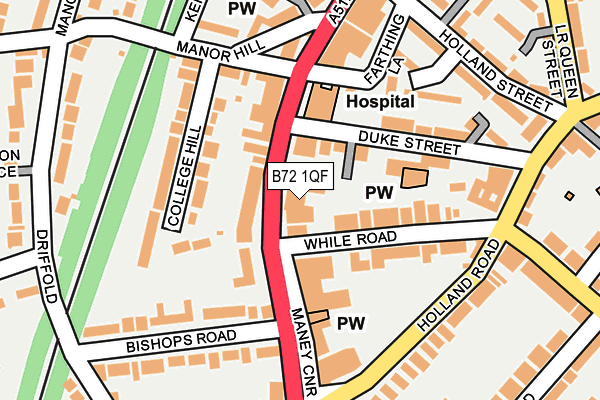 B72 1QF map - OS OpenMap – Local (Ordnance Survey)