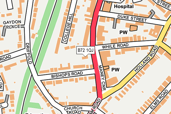 B72 1QJ map - OS OpenMap – Local (Ordnance Survey)