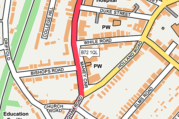 B72 1QL map - OS OpenMap – Local (Ordnance Survey)