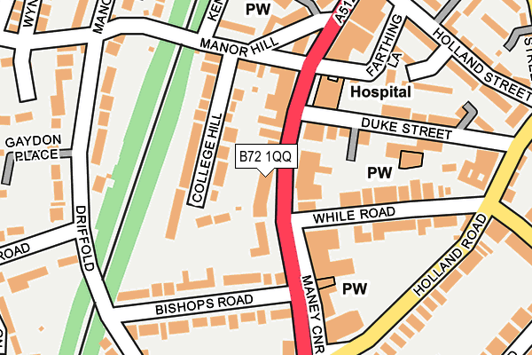 B72 1QQ map - OS OpenMap – Local (Ordnance Survey)