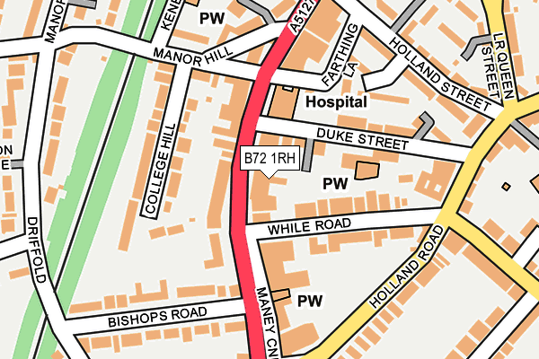 B72 1RH map - OS OpenMap – Local (Ordnance Survey)