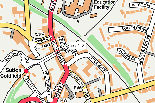 B72 1TX map - OS OpenMap – Local (Ordnance Survey)