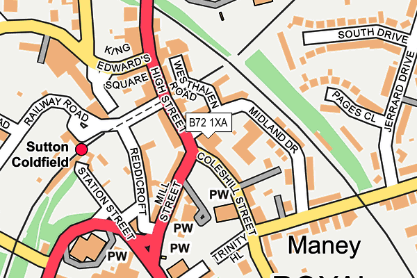 B72 1XA map - OS OpenMap – Local (Ordnance Survey)