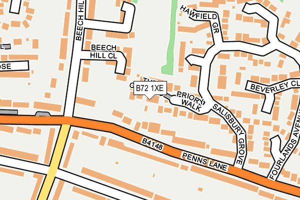 B72 1XE map - OS OpenMap – Local (Ordnance Survey)