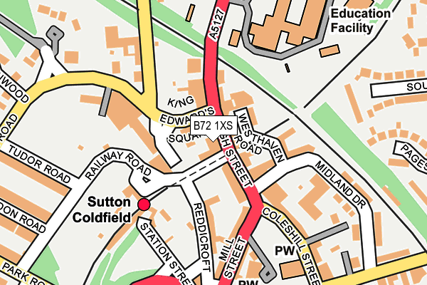 B72 1XS map - OS OpenMap – Local (Ordnance Survey)