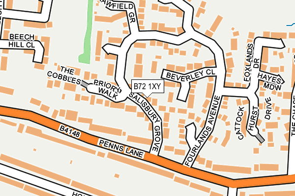 B72 1XY map - OS OpenMap – Local (Ordnance Survey)