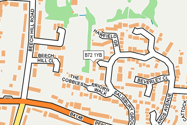 B72 1YB map - OS OpenMap – Local (Ordnance Survey)