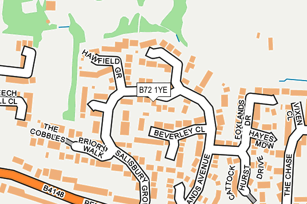 B72 1YE map - OS OpenMap – Local (Ordnance Survey)