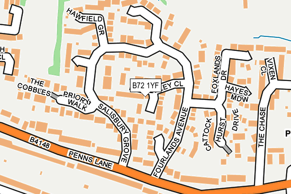 B72 1YF map - OS OpenMap – Local (Ordnance Survey)