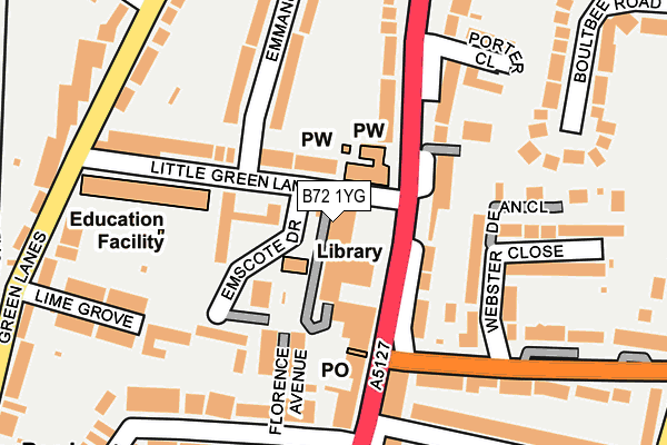 B72 1YG map - OS OpenMap – Local (Ordnance Survey)