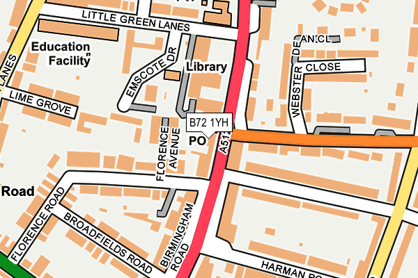 B72 1YH map - OS OpenMap – Local (Ordnance Survey)