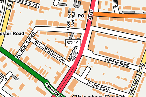 B72 1YJ map - OS OpenMap – Local (Ordnance Survey)