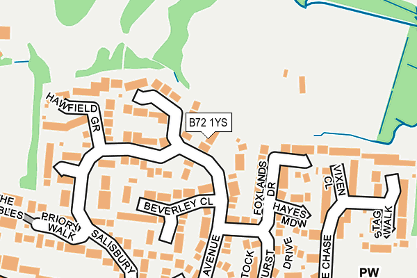 B72 1YS map - OS OpenMap – Local (Ordnance Survey)