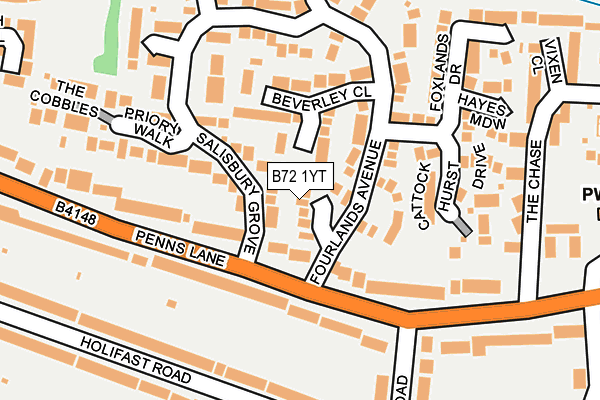 B72 1YT map - OS OpenMap – Local (Ordnance Survey)