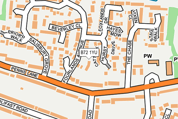 B72 1YU map - OS OpenMap – Local (Ordnance Survey)