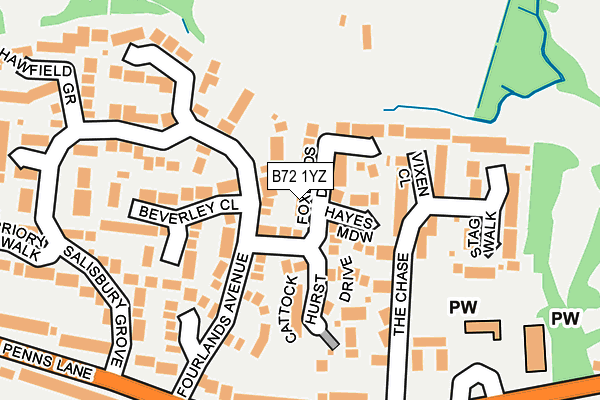 B72 1YZ map - OS OpenMap – Local (Ordnance Survey)