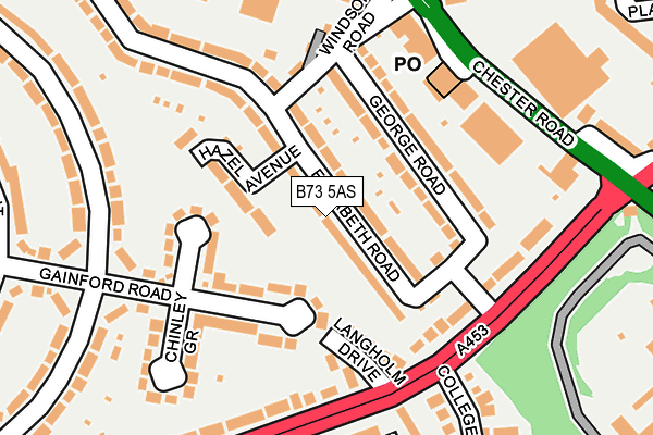 B73 5AS map - OS OpenMap – Local (Ordnance Survey)