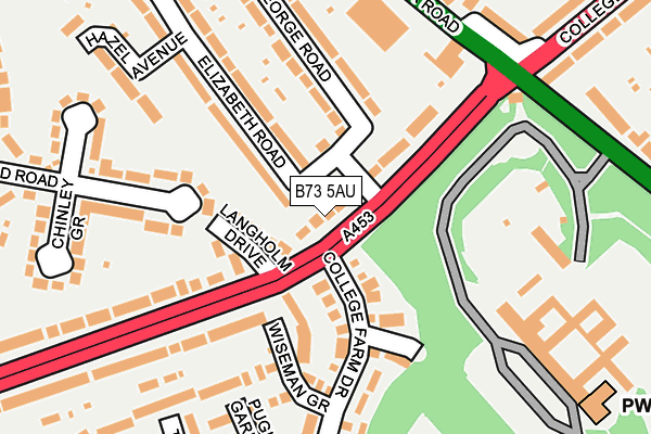 B73 5AU map - OS OpenMap – Local (Ordnance Survey)