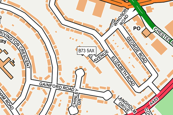 B73 5AX map - OS OpenMap – Local (Ordnance Survey)