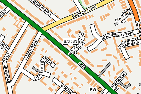 B73 5BN map - OS OpenMap – Local (Ordnance Survey)