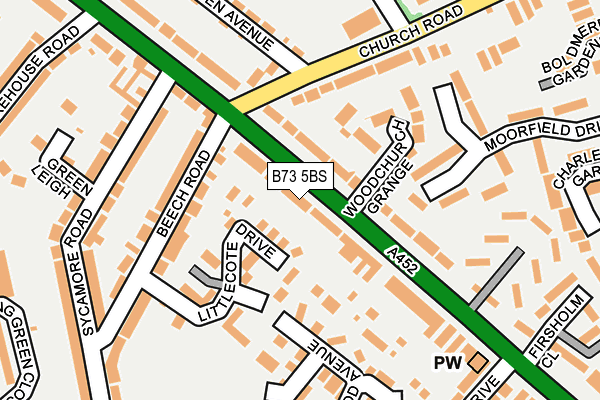 B73 5BS map - OS OpenMap – Local (Ordnance Survey)