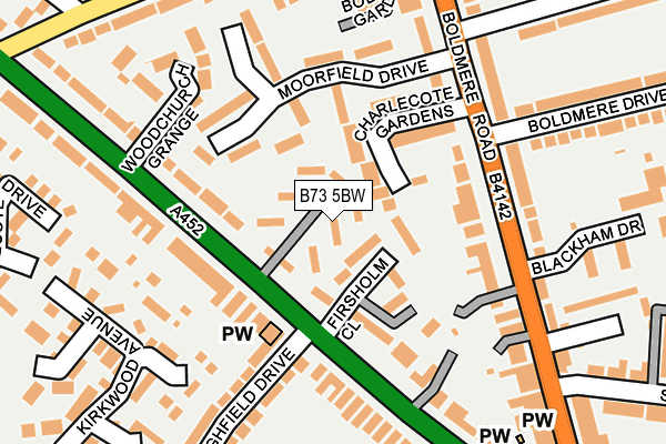 B73 5BW map - OS OpenMap – Local (Ordnance Survey)