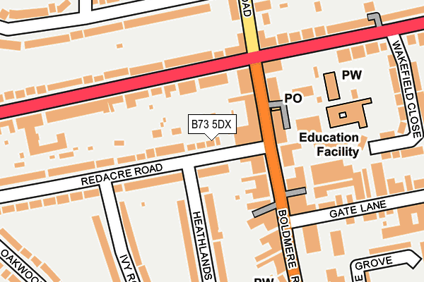 B73 5DX map - OS OpenMap – Local (Ordnance Survey)