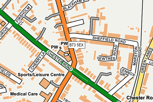 B73 5EX map - OS OpenMap – Local (Ordnance Survey)