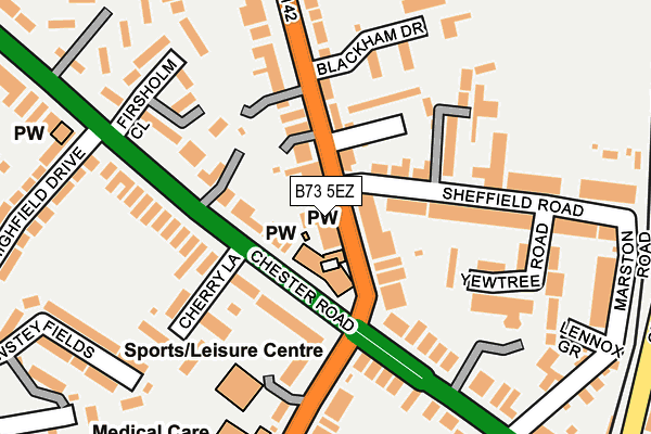 B73 5EZ map - OS OpenMap – Local (Ordnance Survey)