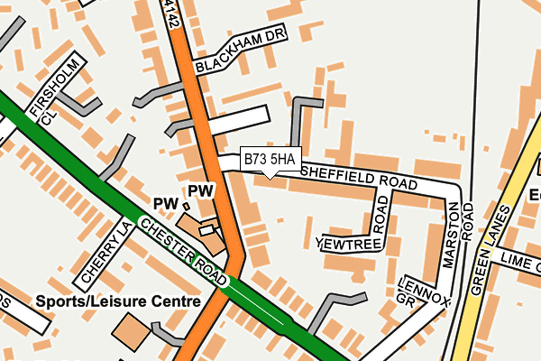 B73 5HA map - OS OpenMap – Local (Ordnance Survey)